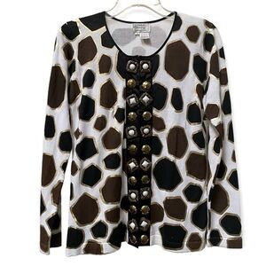 JUST B Cardigan Sweater Giraffe Print NWT Size Small